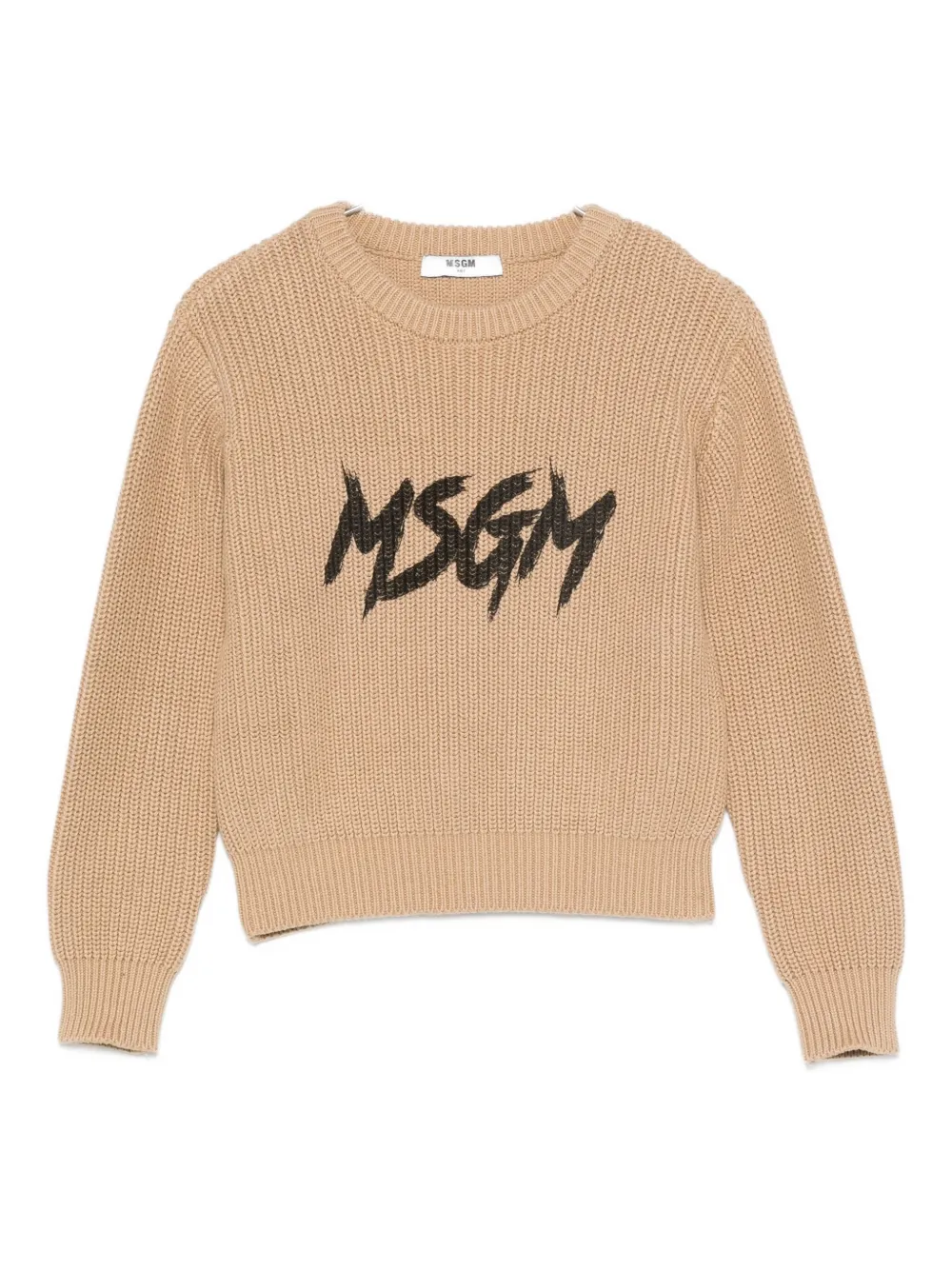

Свитер с круглым вырезом и логотипом Msgm Kids, бежевый