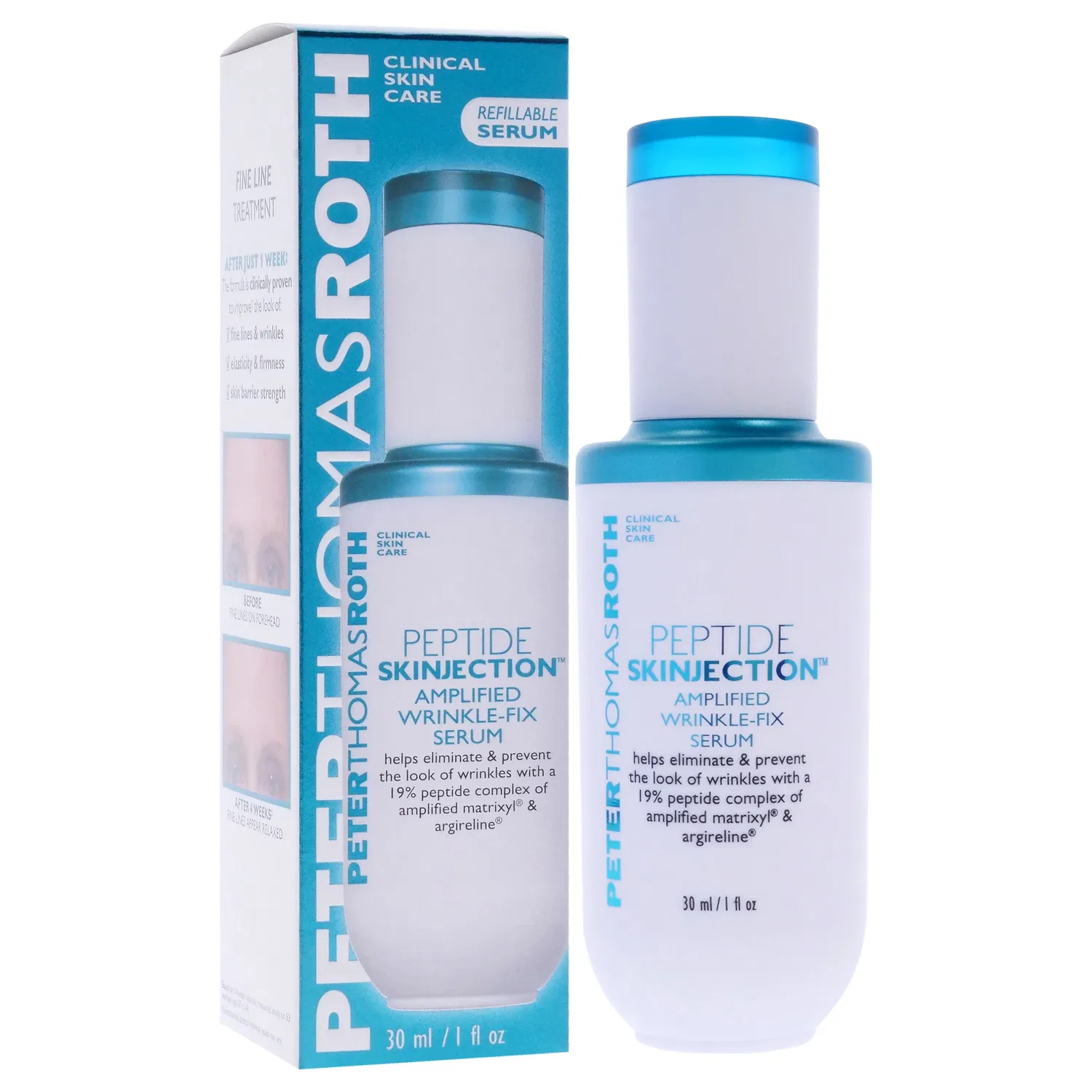 Сыворотка для разглаживания морщин Peptide Skinjection Amplified Wrinkle Fix Serum от Peter Thomas Roth, подходит как для мужчин, так и для женщин - 28 г (многоразовый флакон), 1 Oz — фото 3