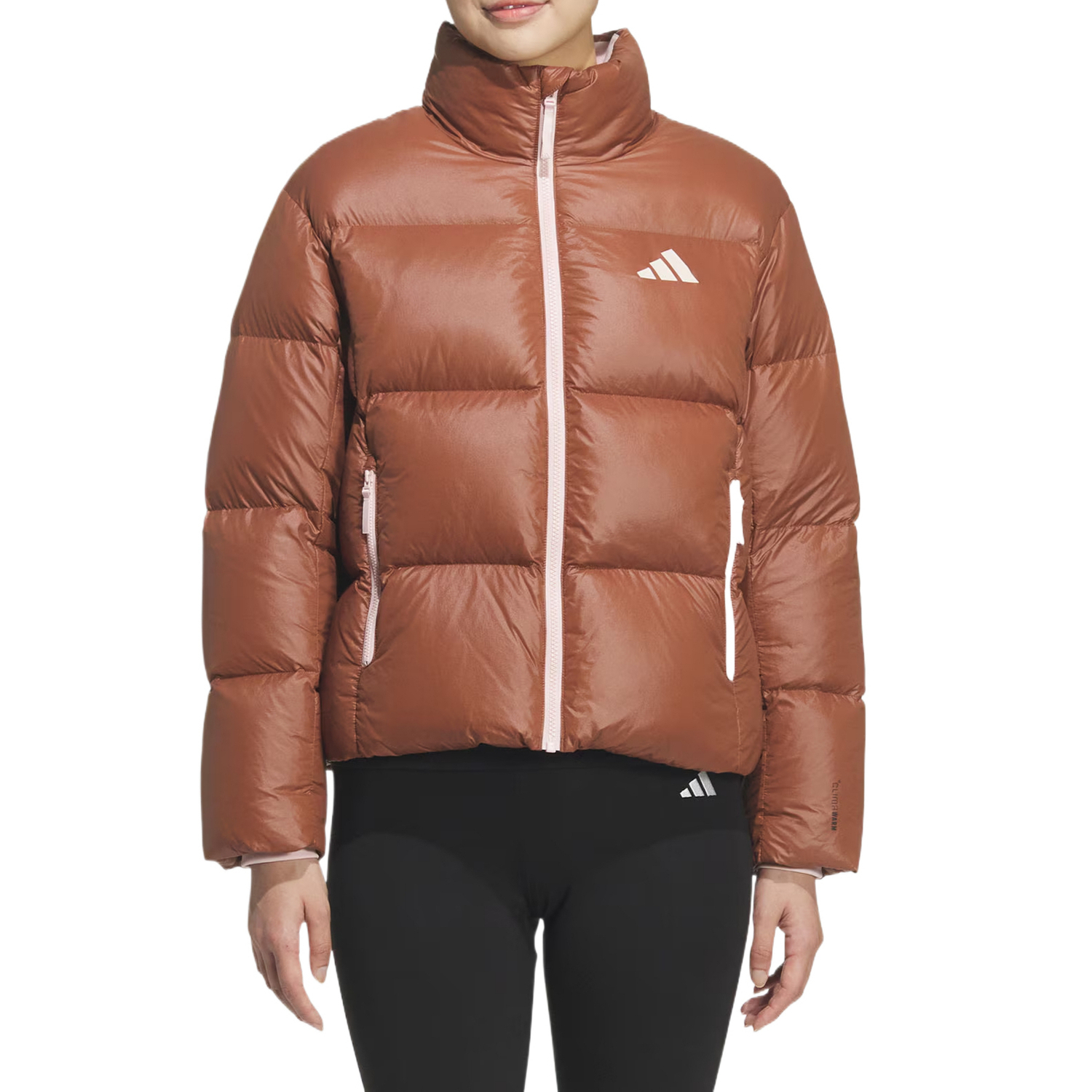 Пуховики и пальто женские Adidas, нежно-коричневый/светло-розовый — фото 3