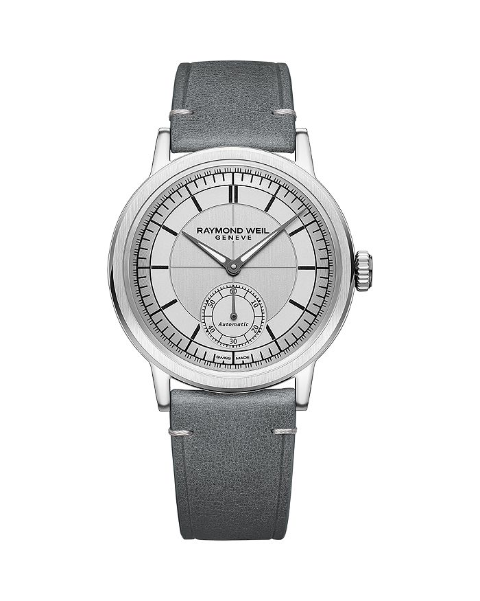 

Часы Millesime Automatic с кожаным ремешком и малой секундной стрелкой, 39,5 мм Raymond Weil, серый