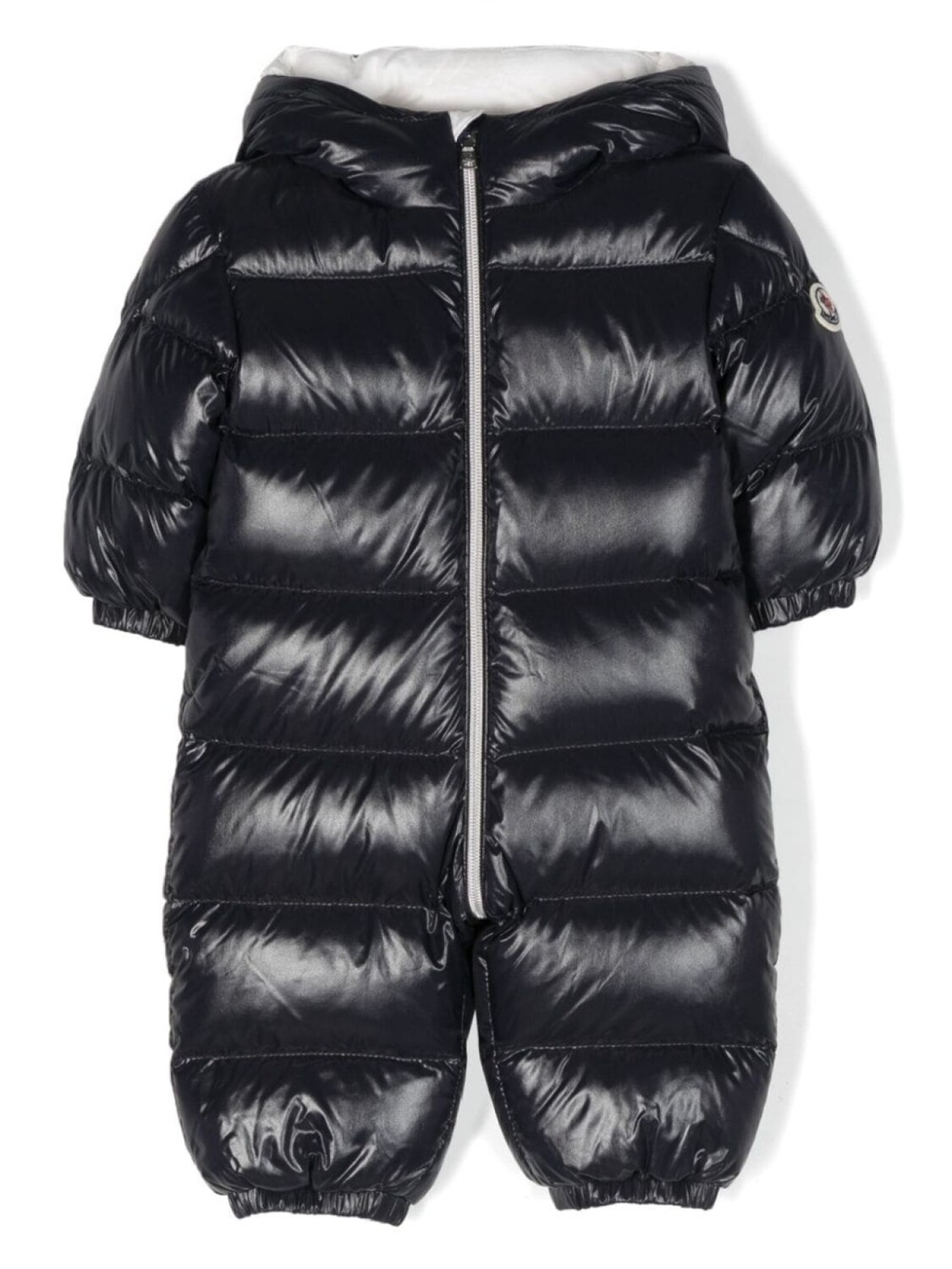 

Moncler Enfant дутый комбинезон с нашивкой-логотипом, синий