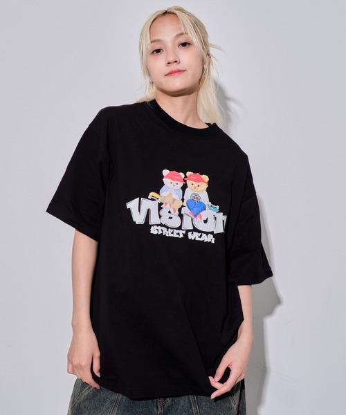 

VISION STREET WEAR Футболка с принтом, крой оверсайз, бренд WEGO/VISION, цвет черный