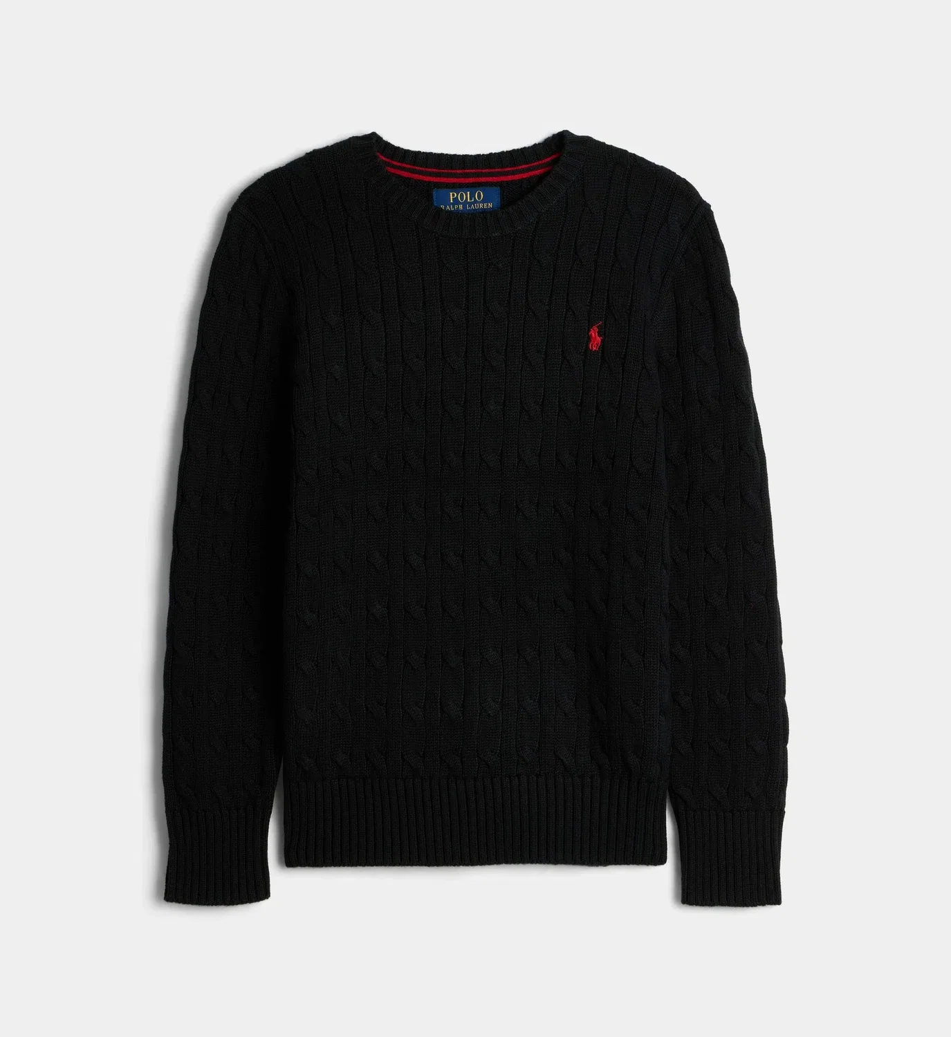Прямой джемпер из хлопка с узором косы Polo Ralph Lauren, коричневый