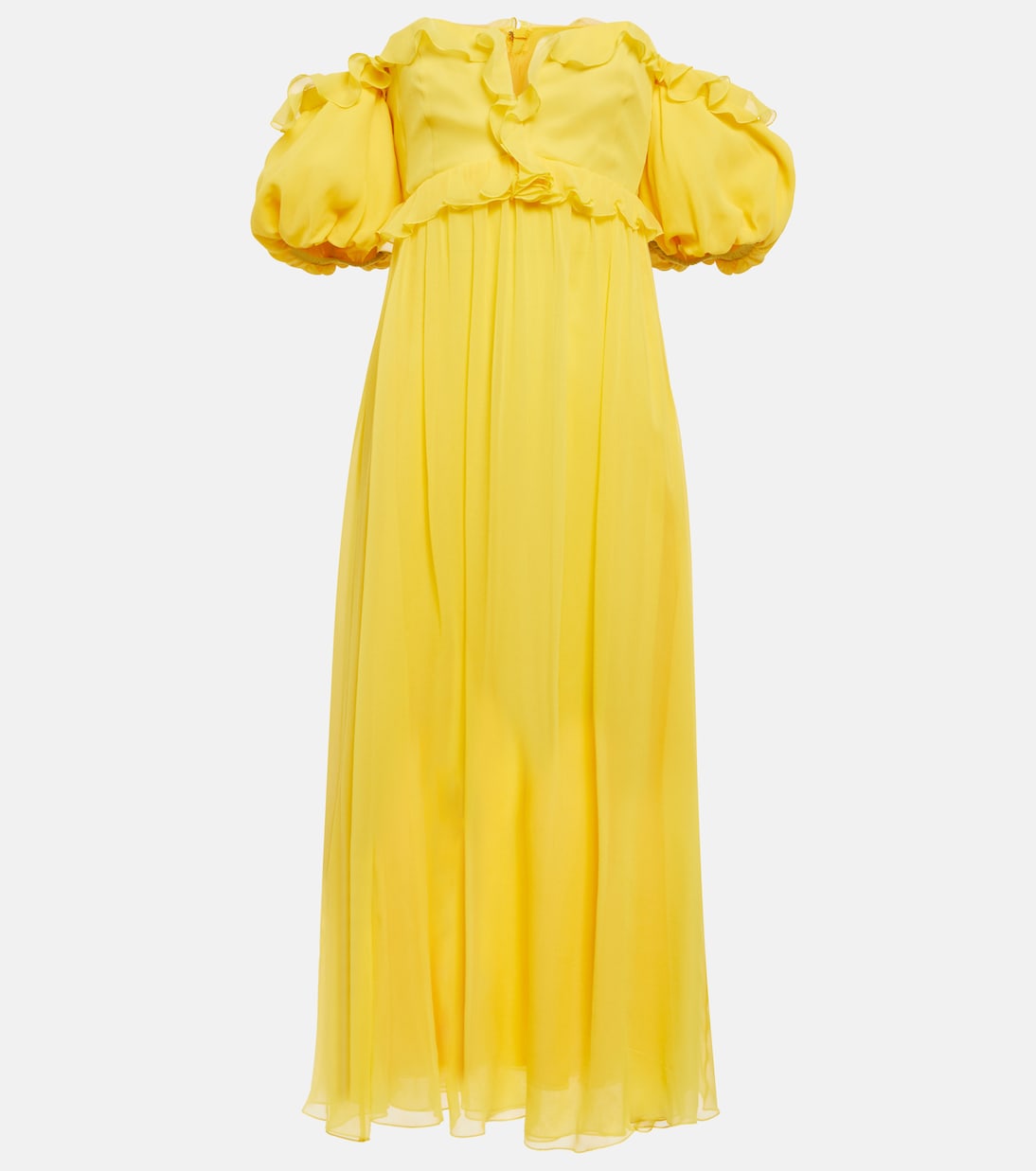 

Шелковое платье с открытыми плечами Giambattista Valli, Yellow Tulip