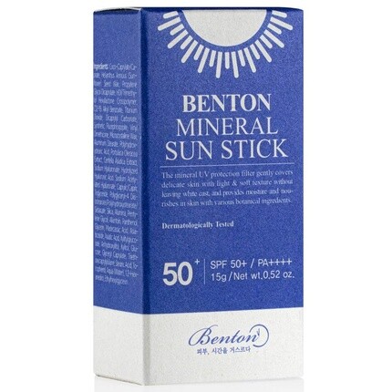 Benton Mineral Sun Stick SPF50 PA++++ 15 г Веганский без белого цвета Защита от ультрафиолета Семейная безопасность Гипоаллергенный Мягкий гладкий финиш Лицо Тело Корейский — фото 2
