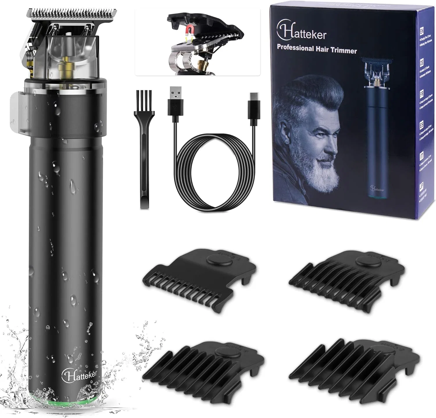 Профессиональный водонепроницаемый триммер Hatteker T-Blade Hatteker, Black