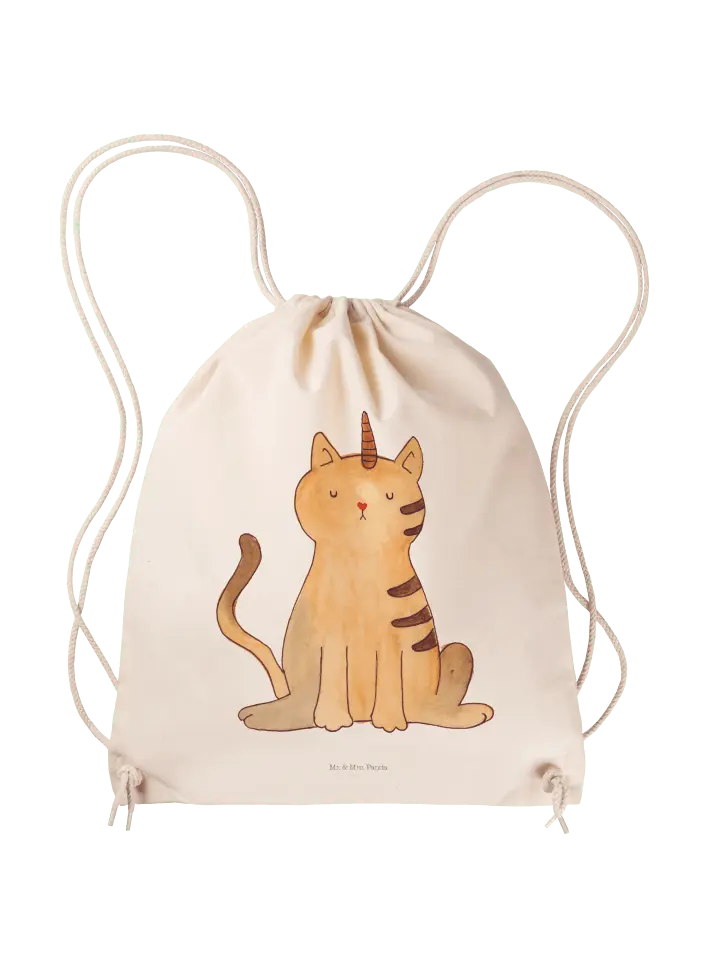 

Спортивная сумка Mr & Mrs Panda Sportbeutel Einhorn Katze ohne Spruch, кремовый
