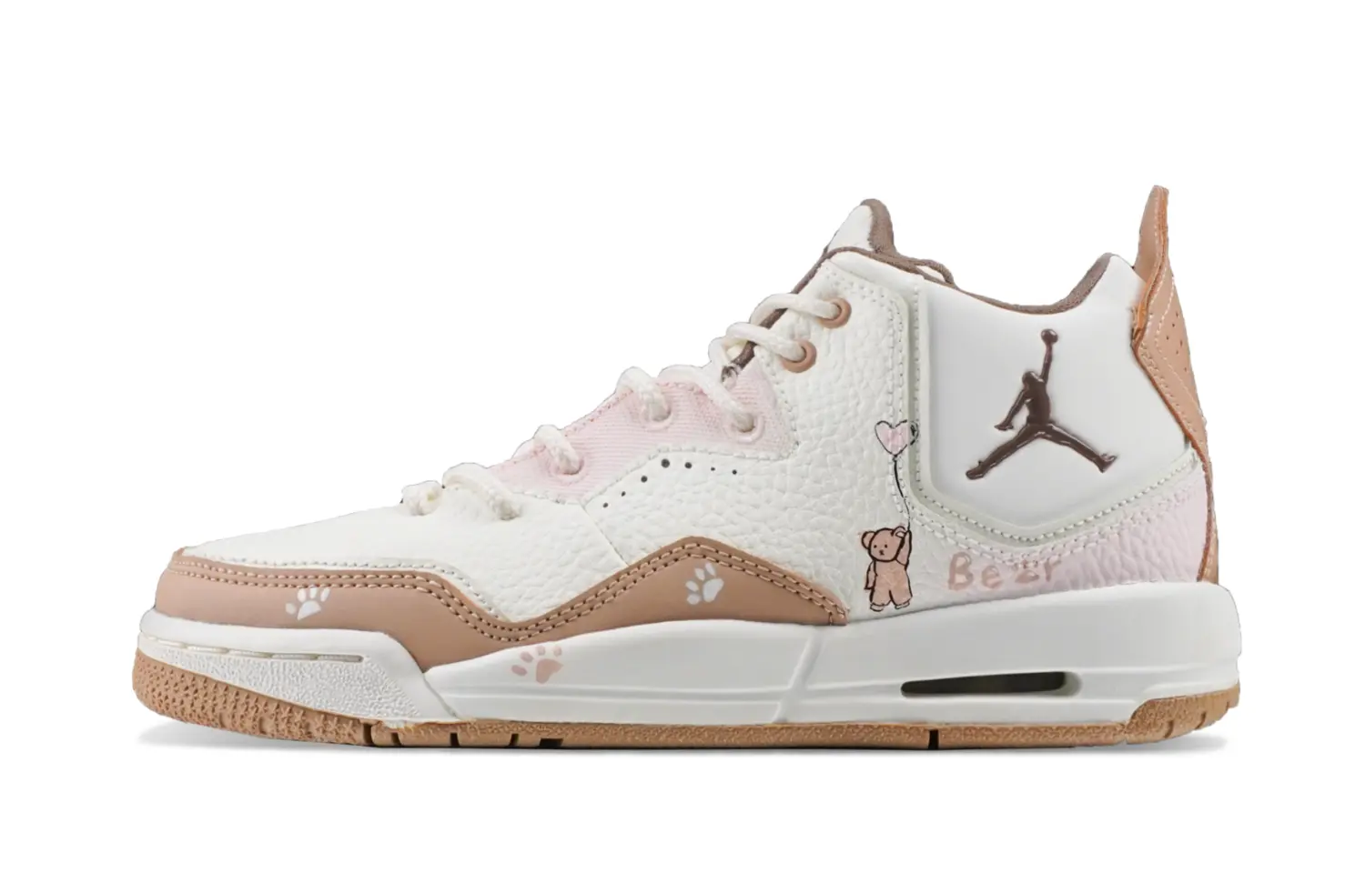 

Jordan Courtside 23 нескользящие устойчивые к истиранию мид-топ детские баскетбольные кроссовки pink white для подростков