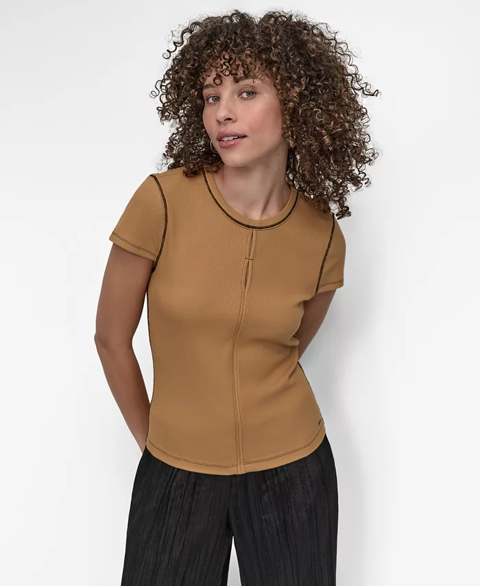 

Женская блузка с контрастной строчкой DKNY, коричневый