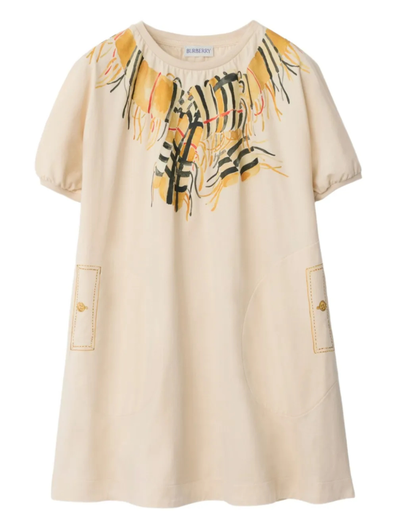 

Платье с принтом Burberry Kids, нейтральный