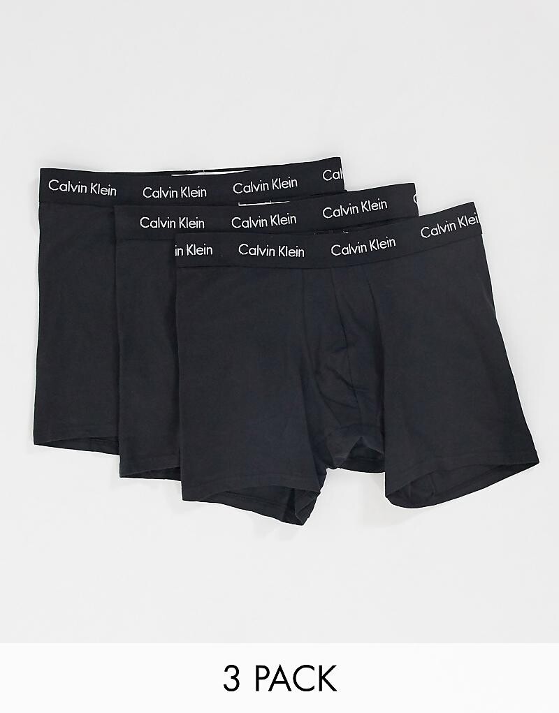 

Черные боксеры из эластичного хлопка Calvin Klein, 3 пары, с поясом с логотипом