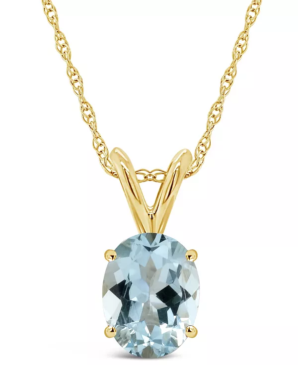 

Ожерелье с подвеской из аквамарина (1-1/7 карата) из 14-каратного желтого золота Macy'S, gold