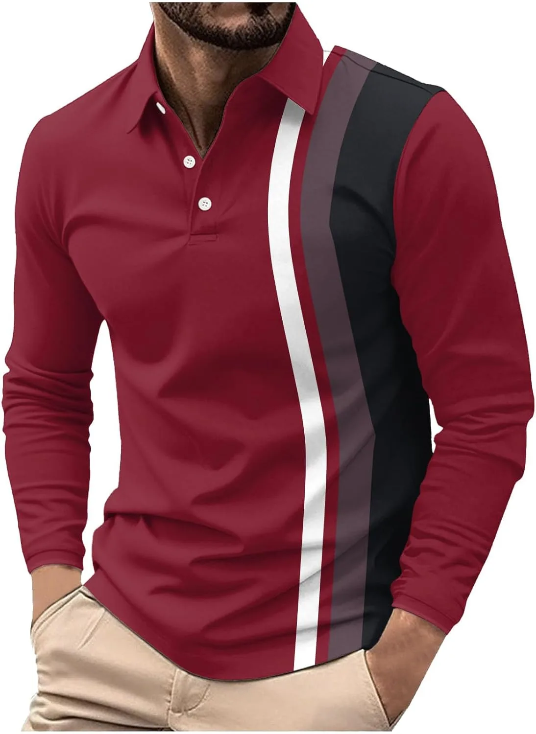 

Мужская поло с длинным рукавом в полоску Sdeycui