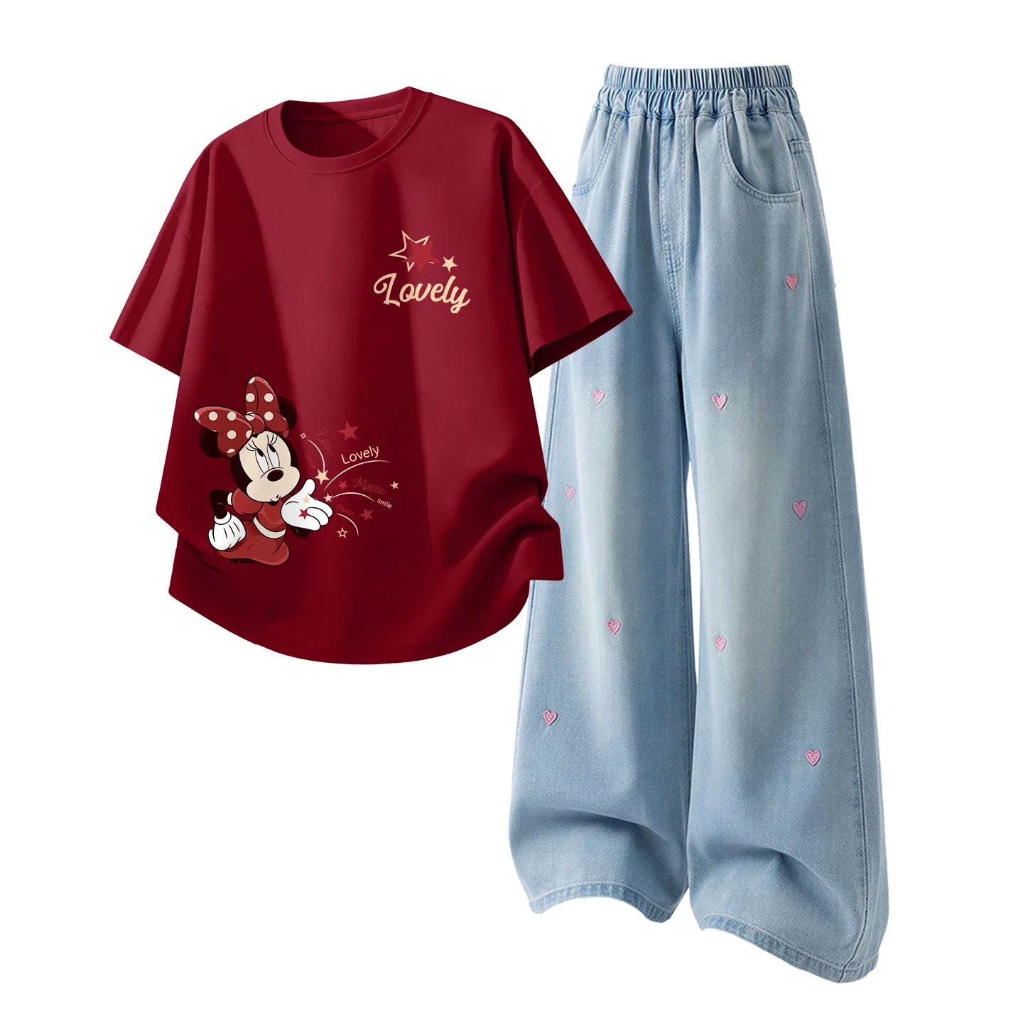 Детский спортивный костюм Casual Sportswear 2 Piece Set Disney, Di Yan Mars K Garnet Red+Solid Color Denim Light Blue