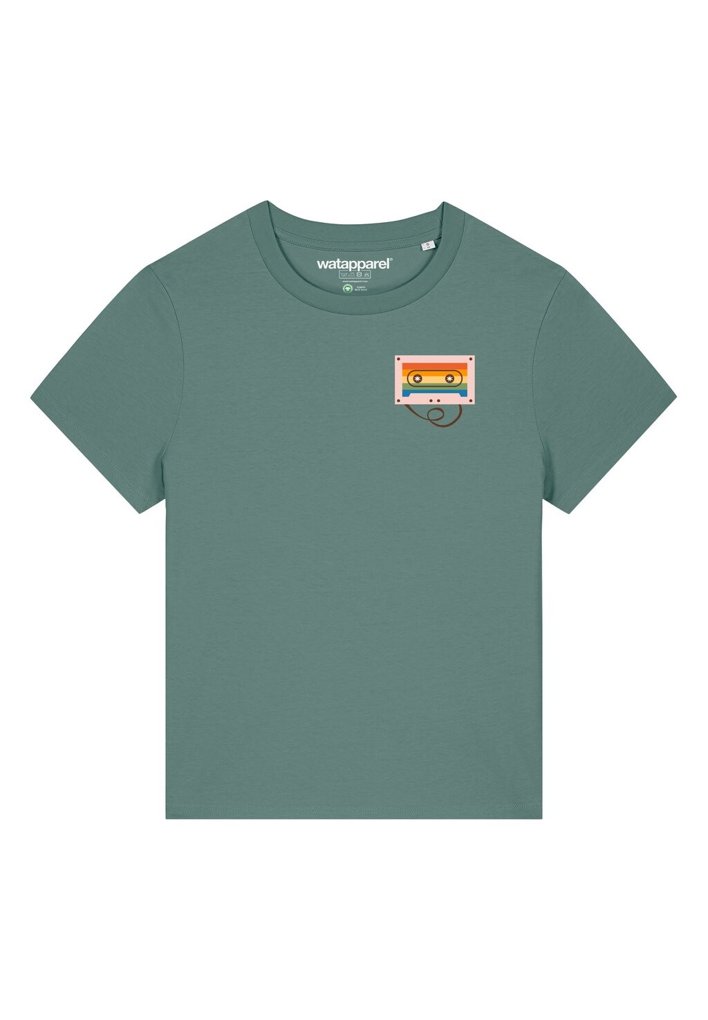 

Принт на футболке Rainbow Cassette watapparel, зеленая бухта
