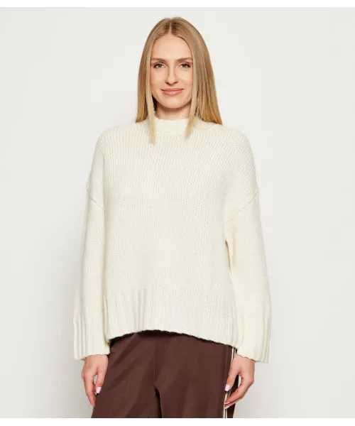 

Шерстяной свитер с полуводолазкой Relaxed fit Hugo, бежевый