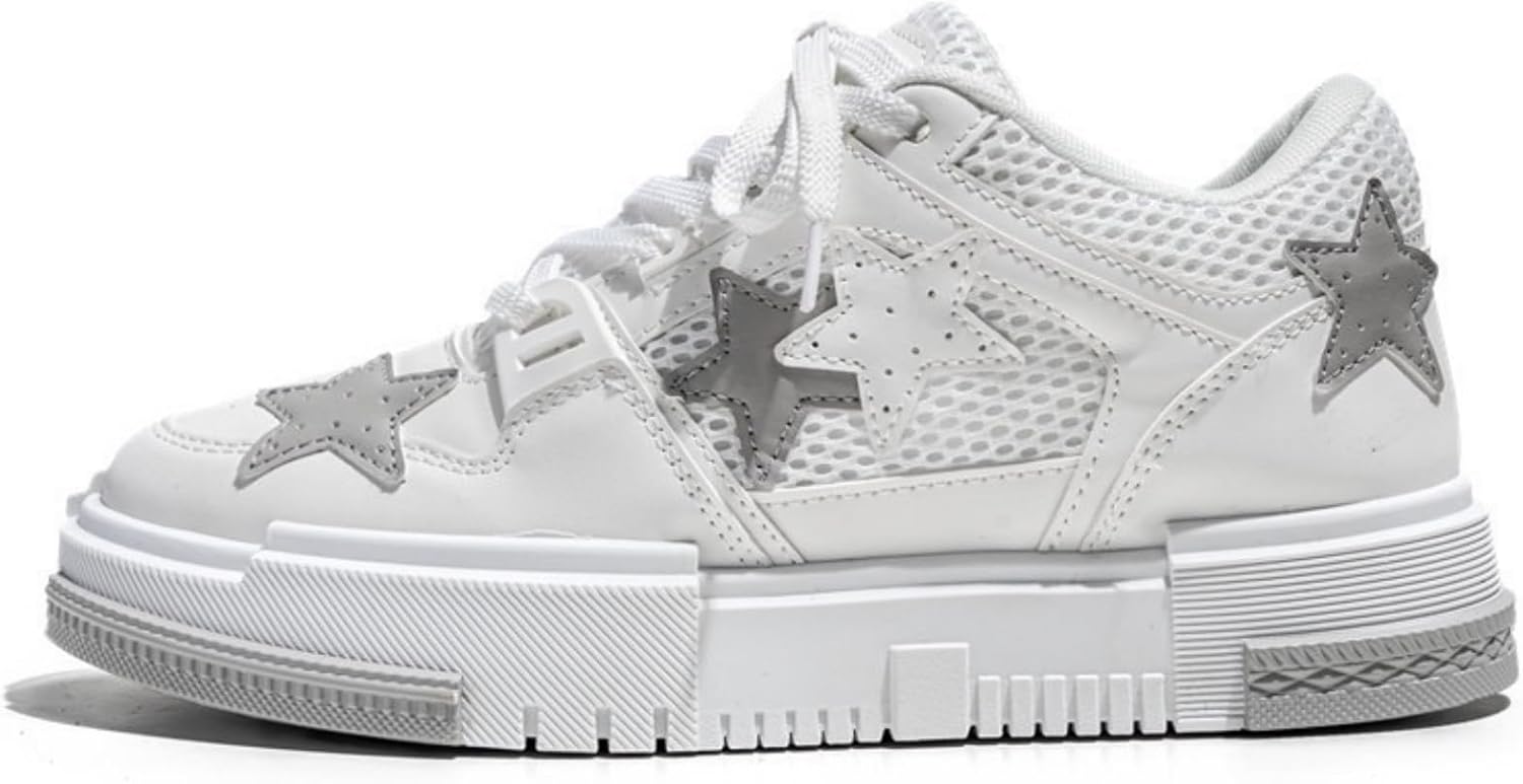 

Мужские массивные кроссовки Men Chunky Sneakers Fashion Star Y2K для прогулок, удобные, дышащие, с увеличивающей рост подошвой, нескользящие, долговечные, на шнуровке, для активного отдыха, размеры US 7-9.5 Lglmqxtm, белый