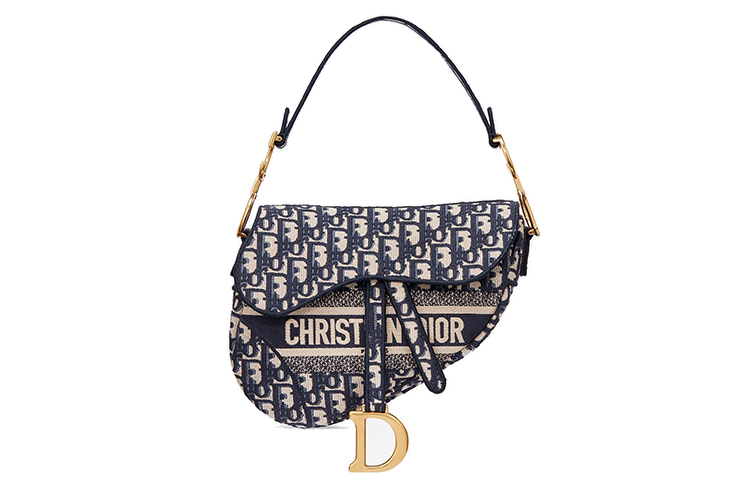 DIOR Седловая сумка Blue Oblique с вышивкой — фото 2