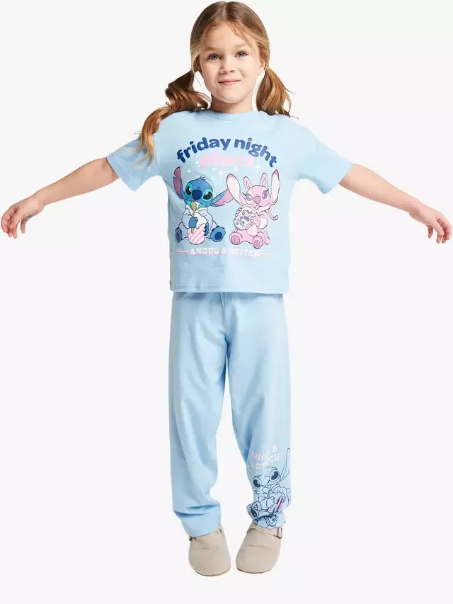 Детский хлопковый пижамный комплект Ангел и Стич, синий Brand Threads
