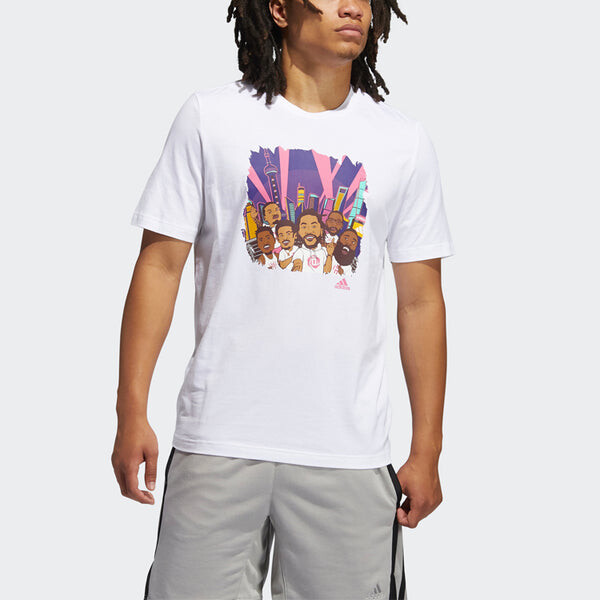 Футболка shanghai tee cartoon printing basketball sports short sleeve white Adidas, белый — фото 3
