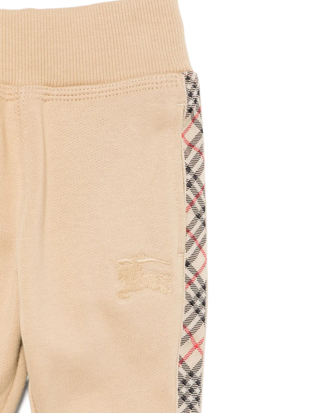 Спортивные брюки с клетчатыми вставками BURBERRY KIDS, нейтральный — фото 3