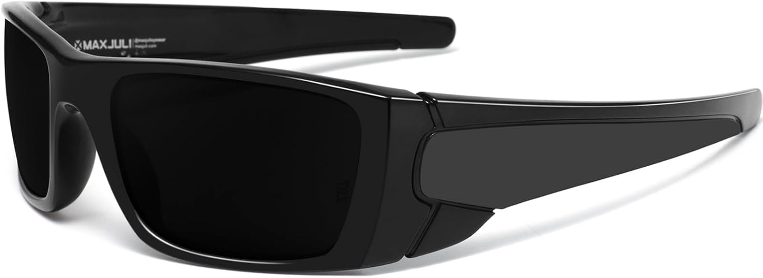 

Солнцезащитные очки MAXJULI XL Z87 с обтекаемой формой для мужчин с большой широкой головой, сверхлегкие, защита от УФ-излучения UV400, модель Z8236, TR90, Black/Super Dark