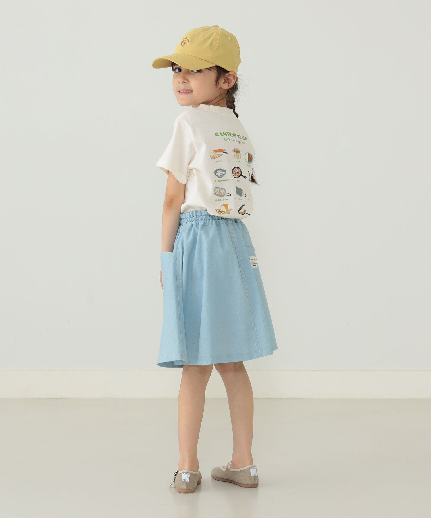 Короткая двойная юбка BEAMS mini / Big Pocket (90~150 см), DENIM — фото 3