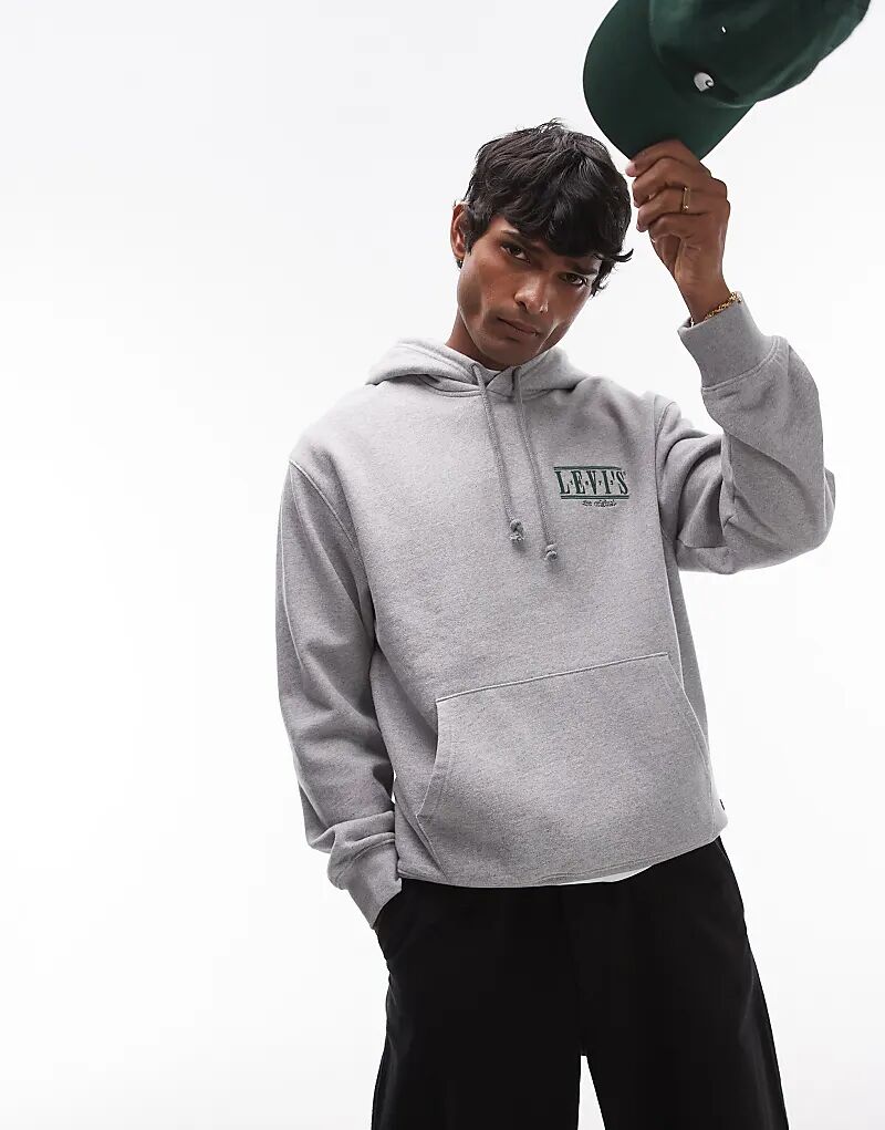 

Свободный крой толстовки с логотипом serif серого меланжевого цвета Levi's