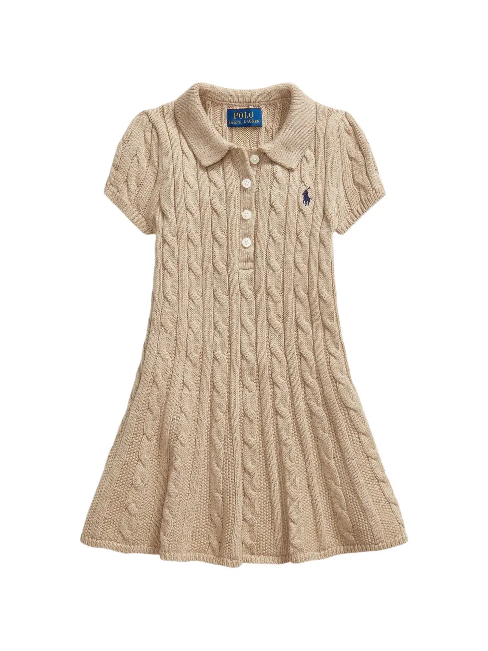 Платье-Поло крупной вязки Polo Ralph Lauren Kids, нейтральный