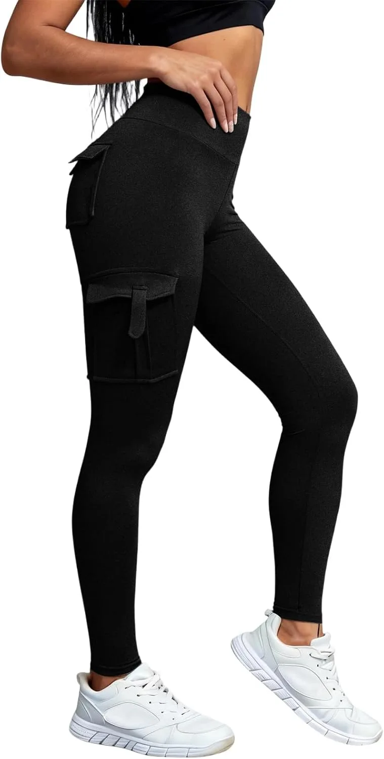 

Карго-легинсы с накладными карманами для женщин, high waisted, elastic, yoga pants, scrunch butt lifting Kenvina