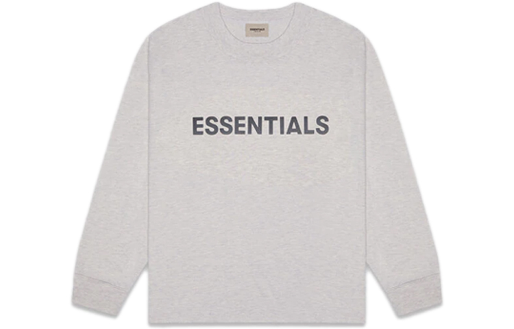 3D силиконовая аппликация Бокси длинный рукав Футболка Fear Of God Essentials, Овсяный — фото 2