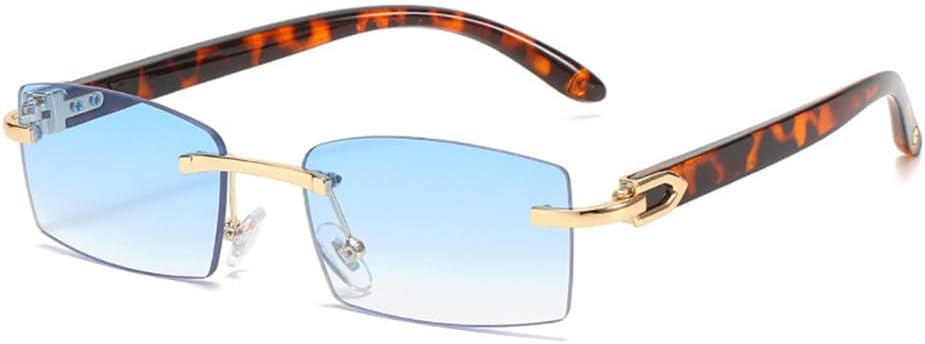 

MUTYNE Модные женские солнцезащитные очки маленького прямоугольного размера в стиле ретро, ​​без оправы, с цветным градиентом, мужские квадратные очки UV400, Black Clear