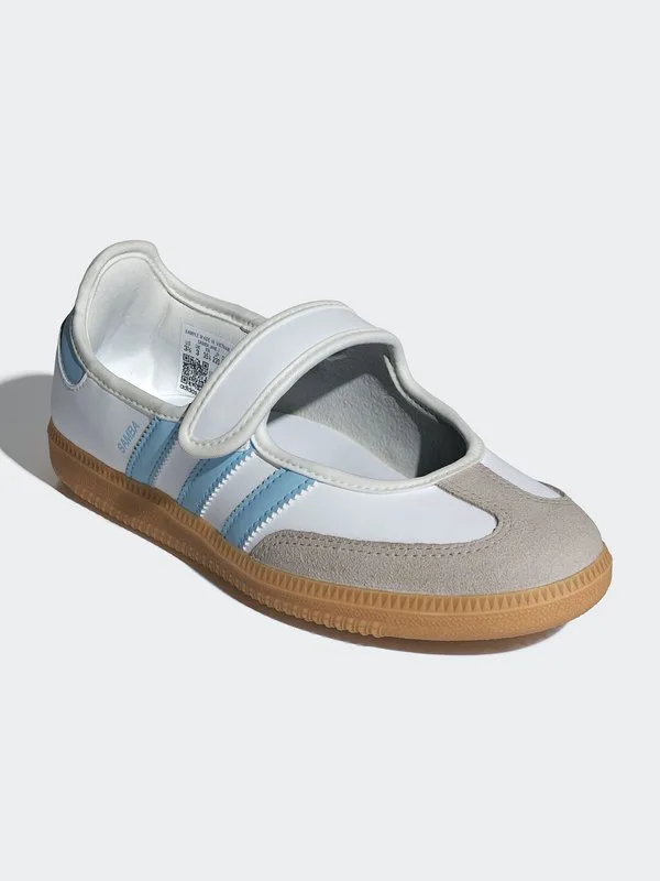 Балетки samba jane j с ремешком на щиколотке Adidas Originals, Ftwr White/Clear Sky/Gum — фото 2