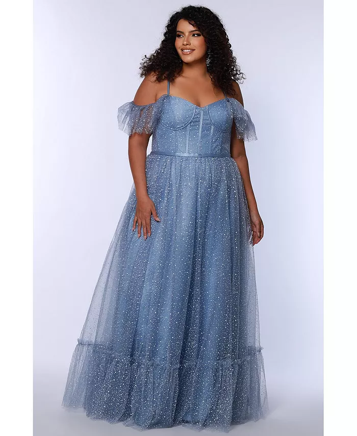 

Женское облегающее платье А-силуэта с V-образным вырезом и рукавами-крылышками Sydney's Closet, синий