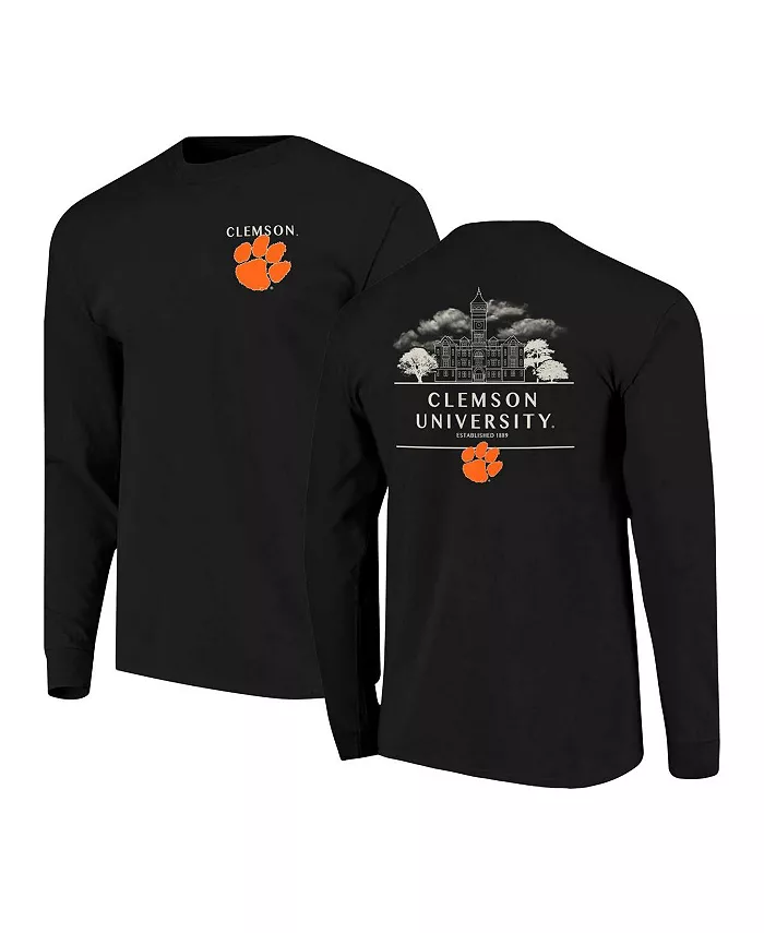 

Мужская черная футболка с длинным рукавом Clemson Tigers Comfort Colors Campus Nights Image One