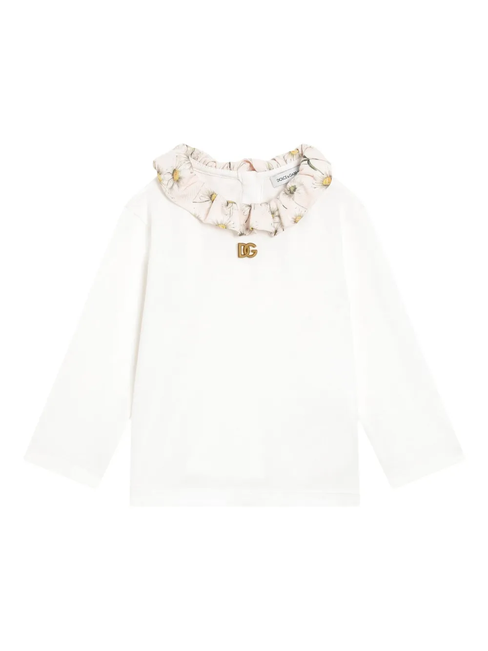 

Топ с оборками и цветочным принтом Dolce & Gabbana Kids, белый