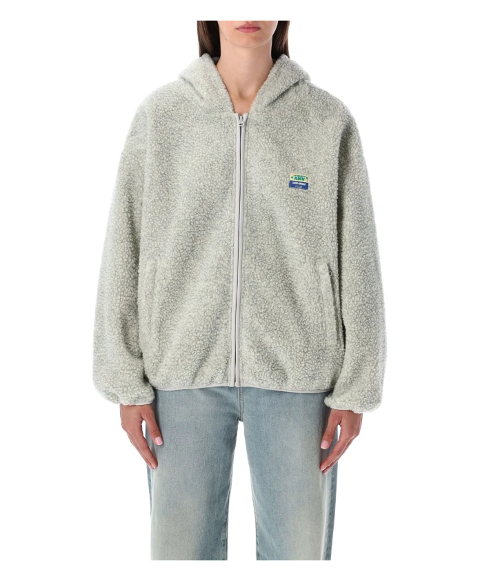 

Уютная куртка с капюшоном из плюшевого флиса. American Vintage, серый