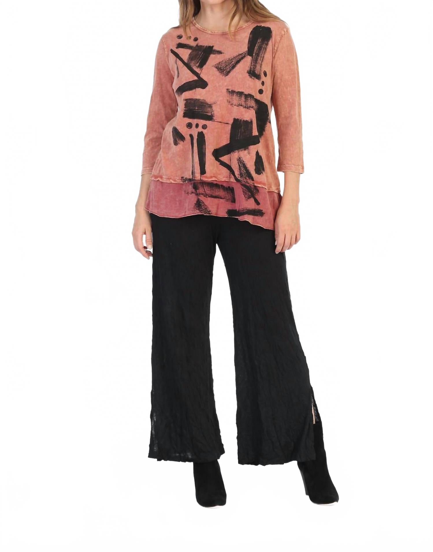 

Женский топ из минерально-состаренного хлопкового жоржета с контрастными деталями, мультиколор Jess & Jane