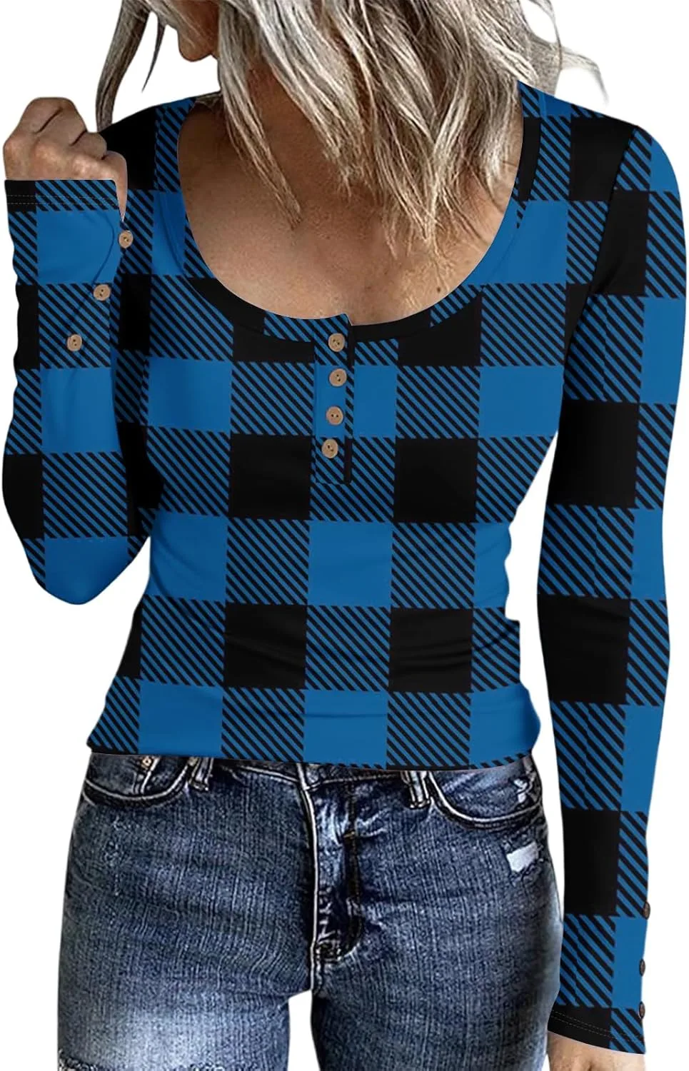 

Женская блузка-туника с длинным рукавом и клетчатым принтом FlekmanArt