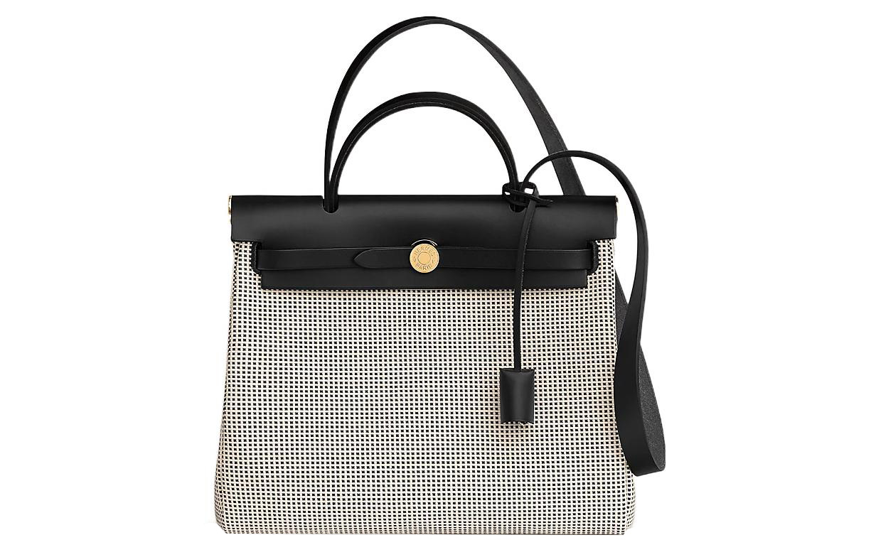 

Сумка кросс-боди Herbag Zip Canvas с кожаной лямкой HERMES унисекс светло-бежевого/белого/черного цвета