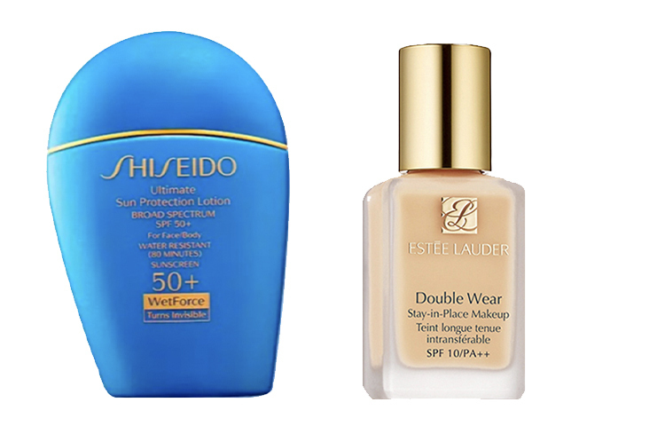 

Набор косметики для женщин ESTEE LAUDER, Shiseido синий Fat Sun Protection 50ml + DW Foundation 1W1