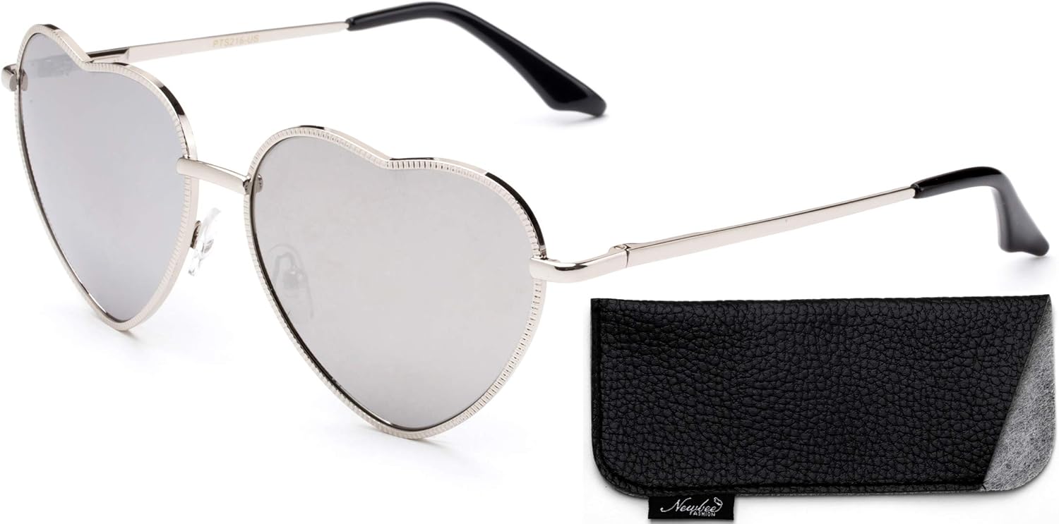 

Женские солнцезащитные очки в форме сердца, металлическая оправа, пружинный шарнир, очаровательные авиаторы, зеркальные линзы с эффектом вспышки Newbee Fashion Sunglasses, Mirror