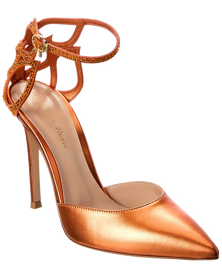 Кожаные туфли Gianvito Rossi Crystal Fleur 105, оранжевый