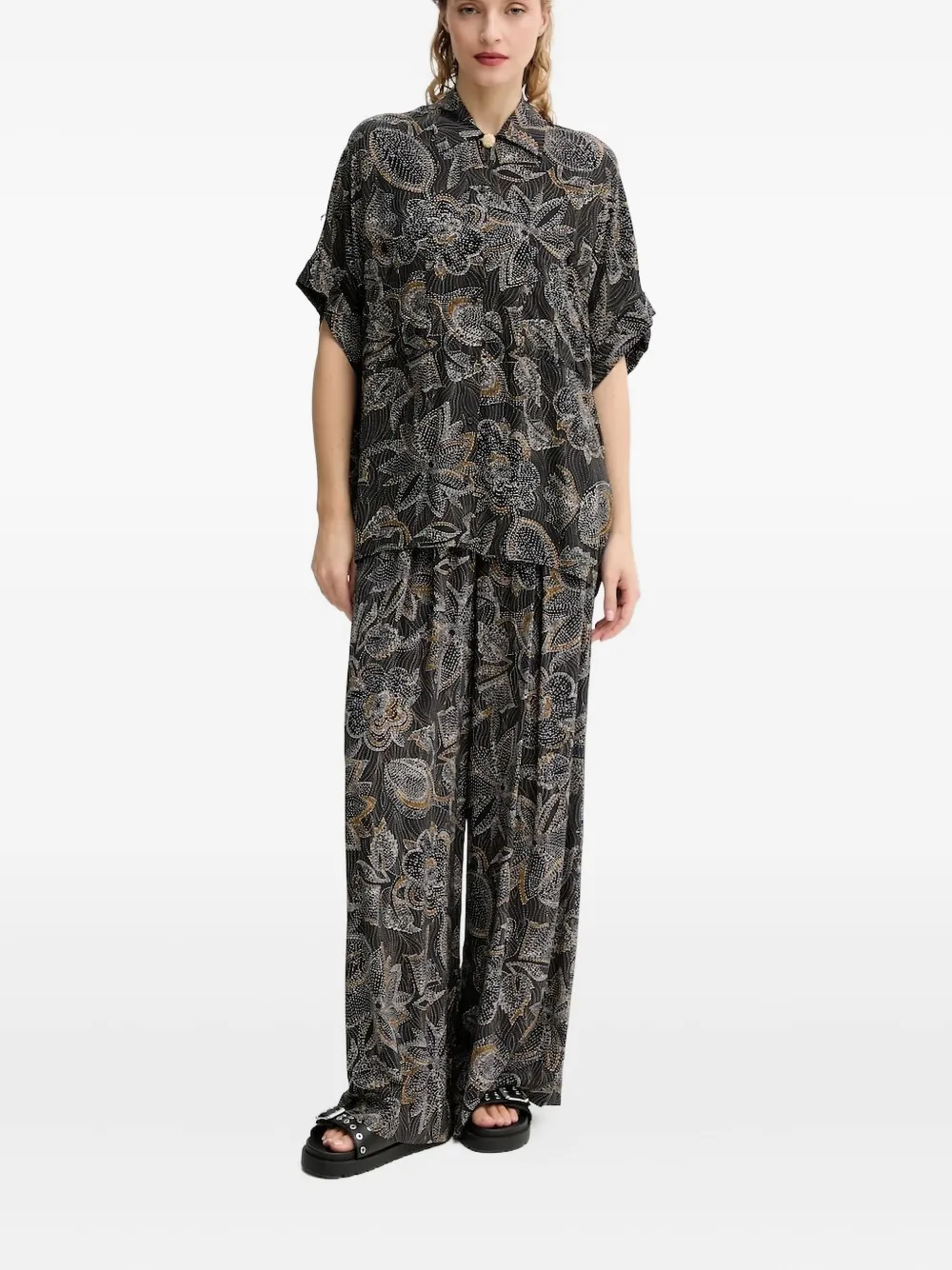 

Брюки с цветочным принтом Sessùn, черный