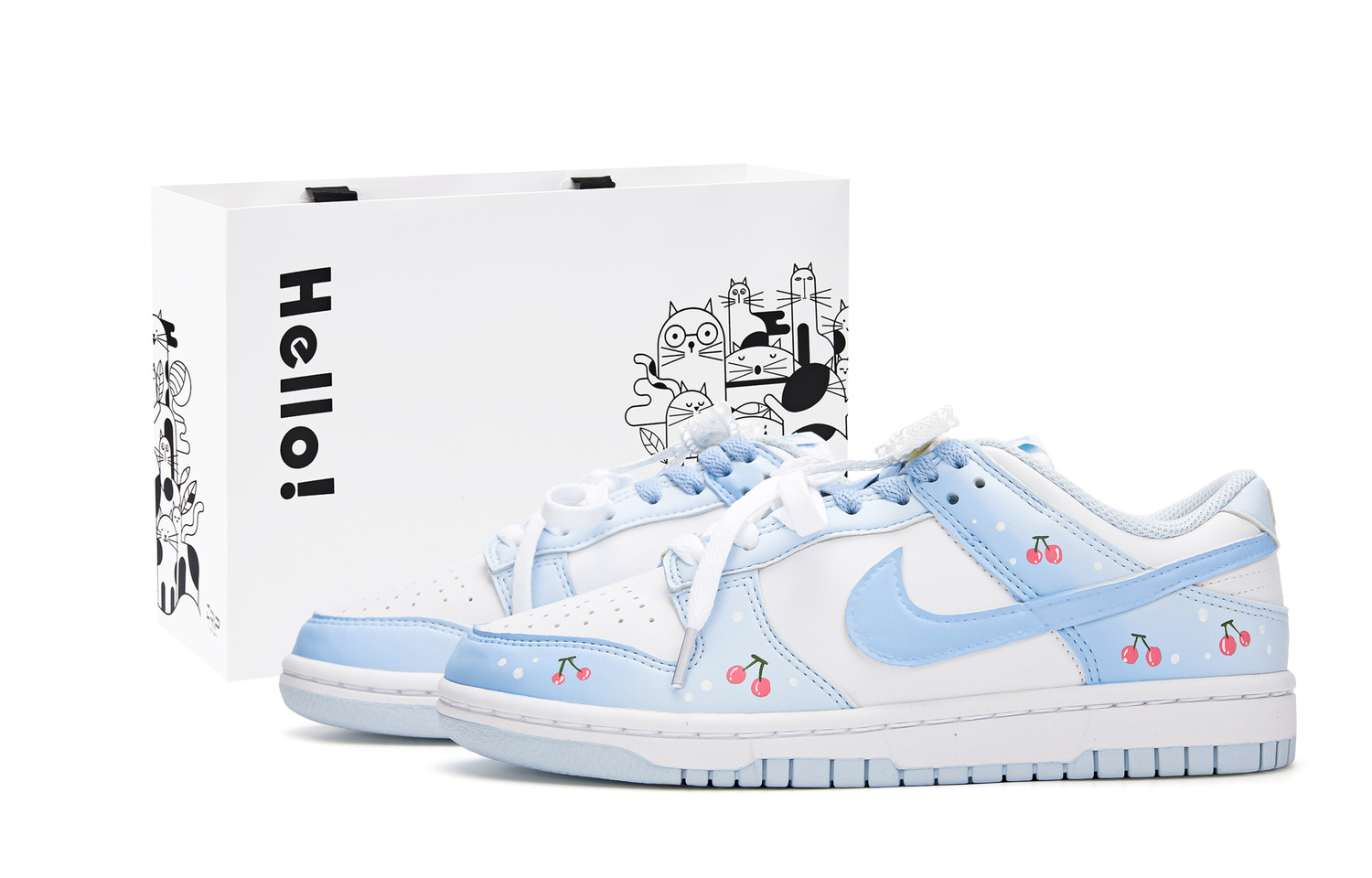

Dunk Slip Resistant, Abrasion Resistant, легкие с амортизацией, дышащие низкие детские скейтбординг кроссовки Nike, белый синий