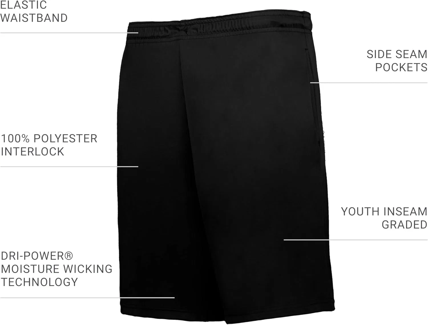 Russel Athletic Спортивные шорты Russell Athletic Boys Dri-Power Essential Performance Shorts, черный — фото 3