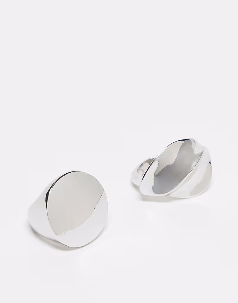 

Набор из 2 массивных колец серебристого цвета Asos Design