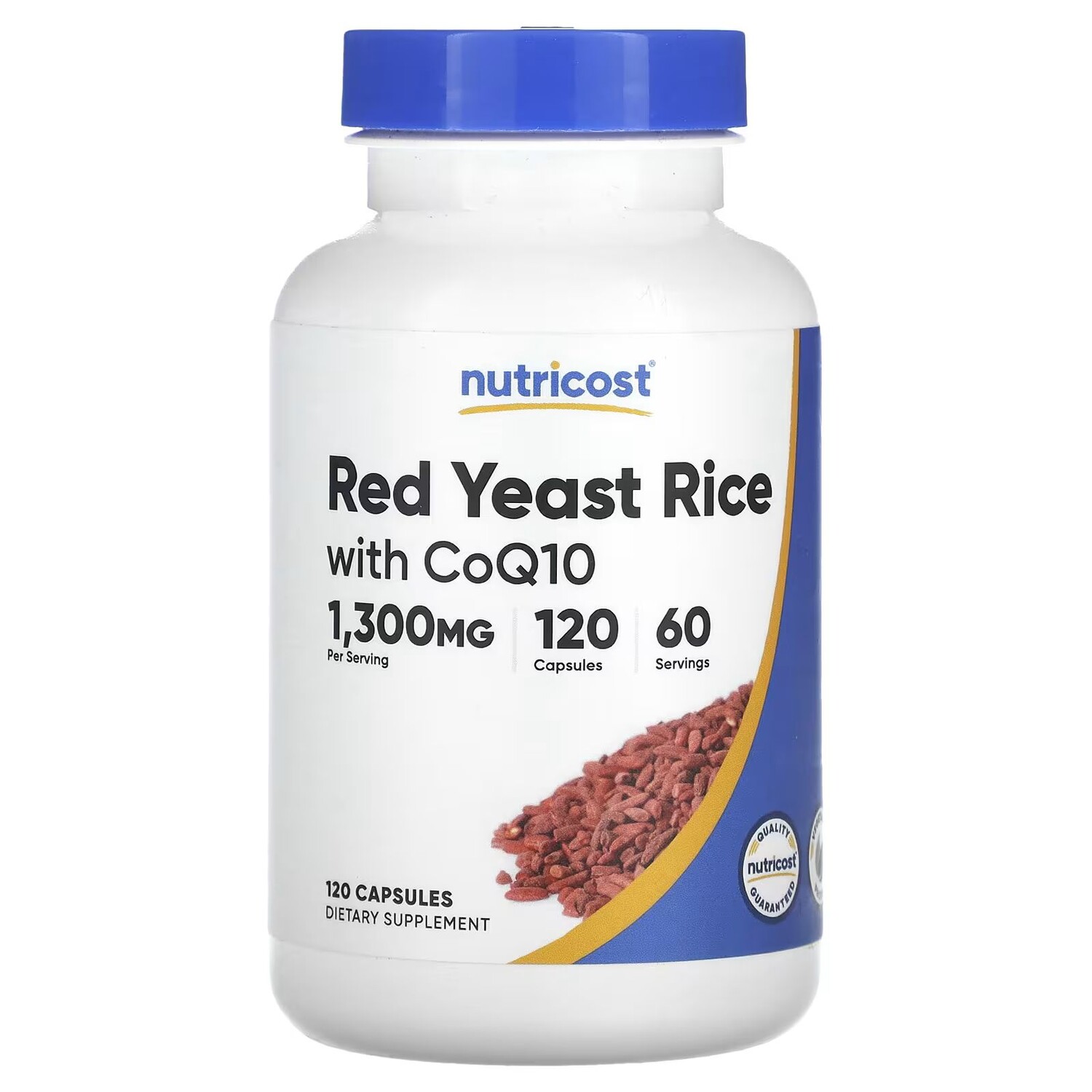 

Красный дрожжевой рис с CoQ10, 1300 мг, 120 капсул (650 мг на капсулу) Nutricost