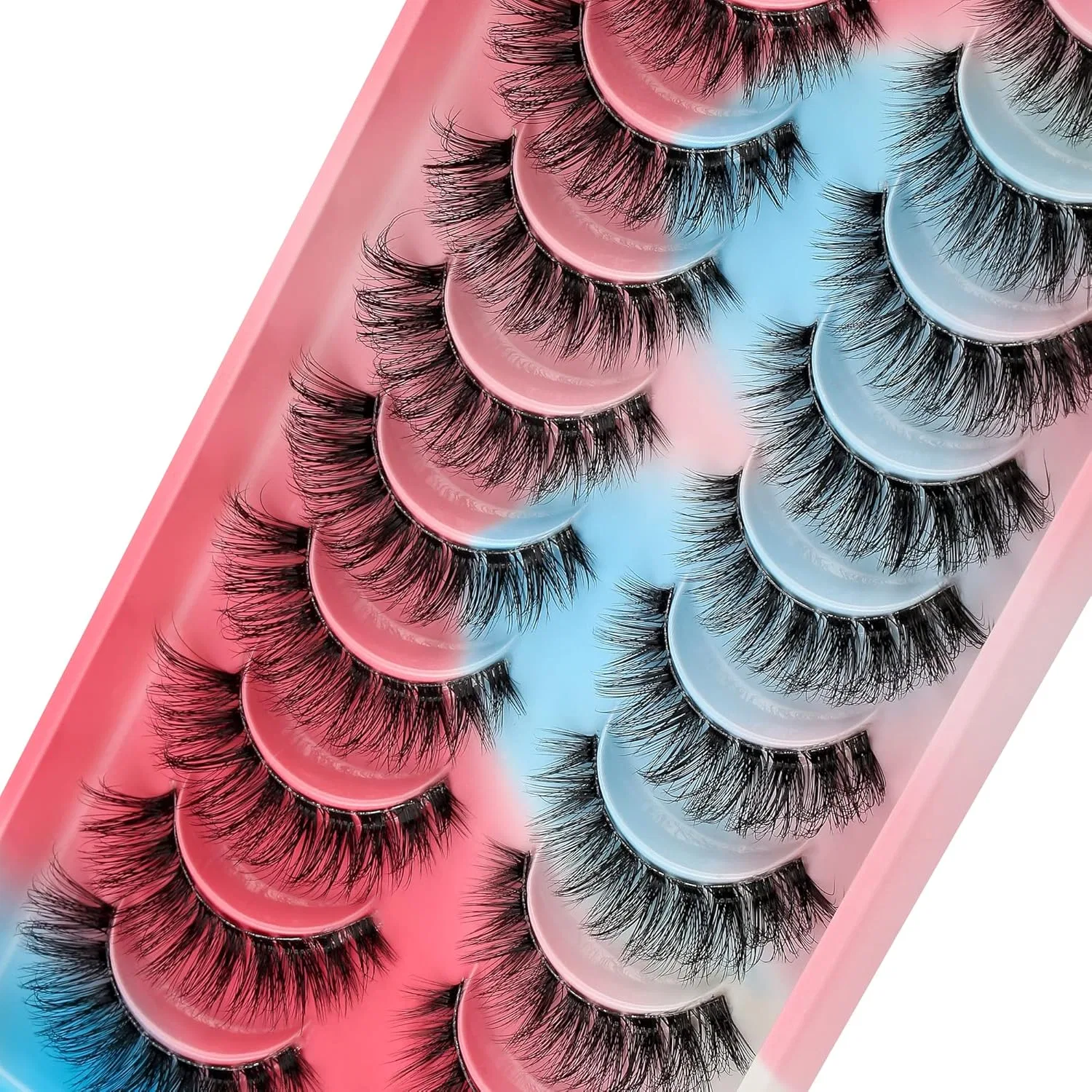 Набор накладных ресниц «Natural D Curl Natural Cluster Volume» с прозрачной лентой, 10 пар Hicocu