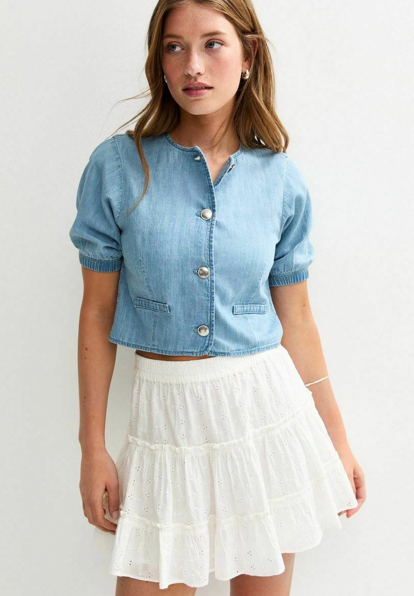

Блуза PUFF SLEEVE BUTTON DOWN New Look, синий